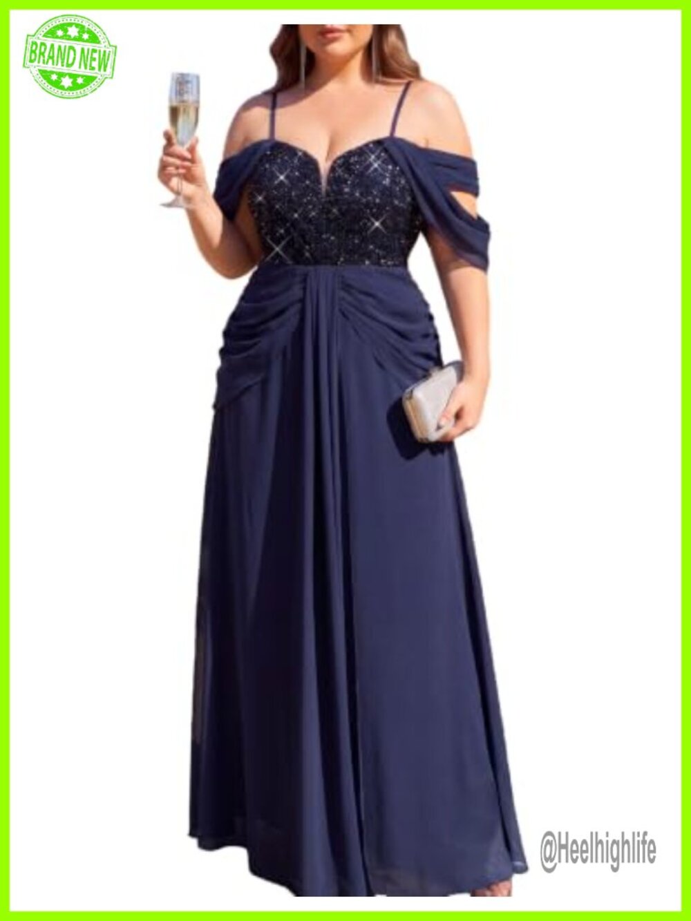 Plus Size Sequin Chiffon A-Line Maxi Formal Evening Gown